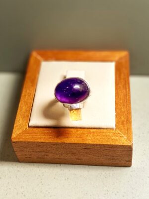 Anel ametista oval e topázio imperial