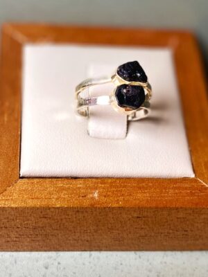 Anel duplo turmalina negra