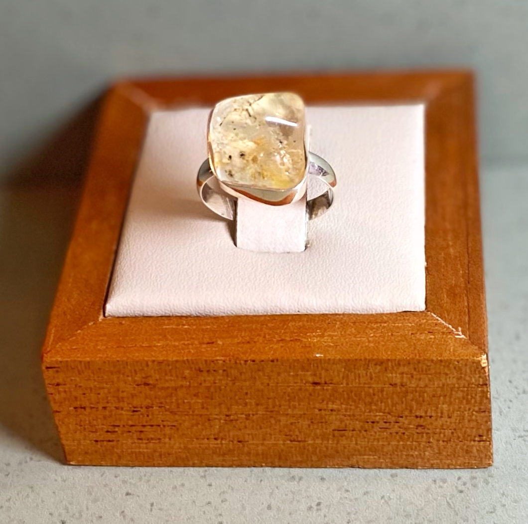 Anel topázio natural bruto