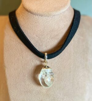 Choker couro ovo cristal