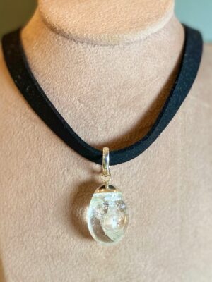 Choker couro ovo cristal